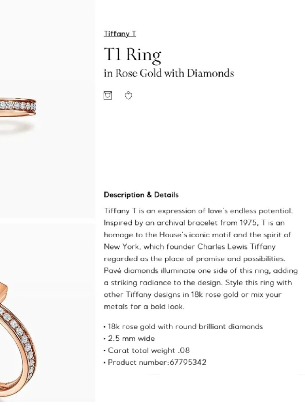 Tiffany Co. T1 Ring in Rose Gold